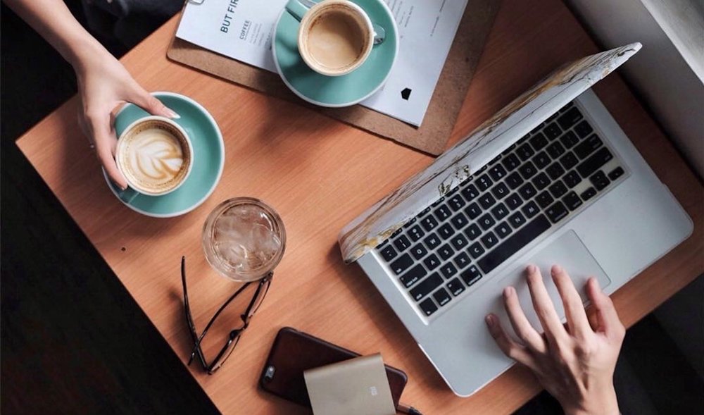 Couple managing finances together