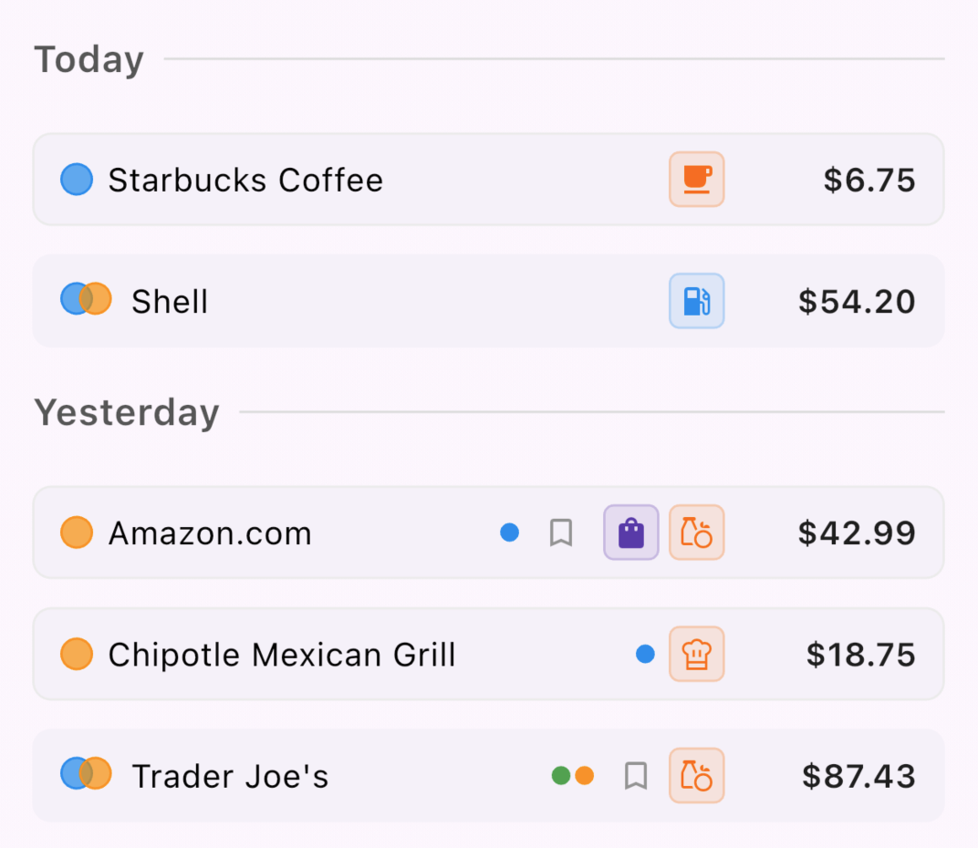 Automatic Tracking - Transaction List
